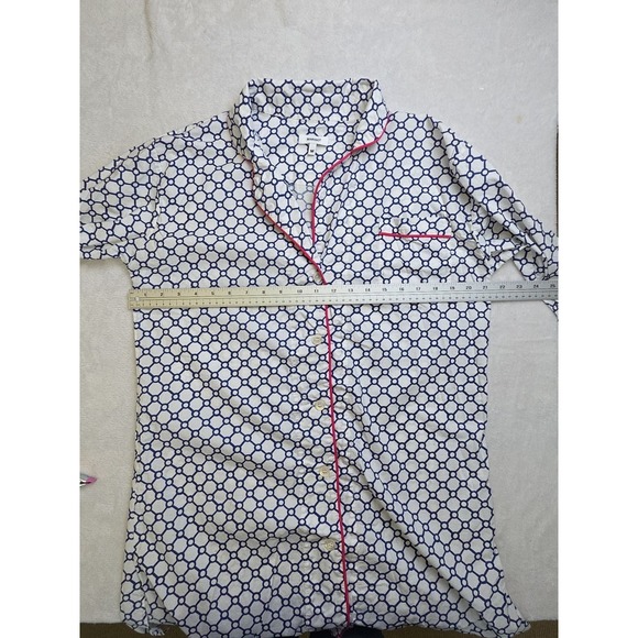 MARIGOT Block Print Night Shirt Blue Geometric Pajama Dress Size M Msrp $105 - Picture 5 of 10